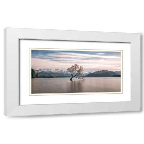 lonely tree White Modern Wood Framed Art Print with Double Matting by Xiaobei, Han