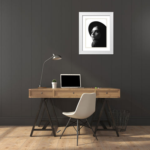 Sara White Modern Wood Framed Art Print with Double Matting by Ghanbari, Morteza