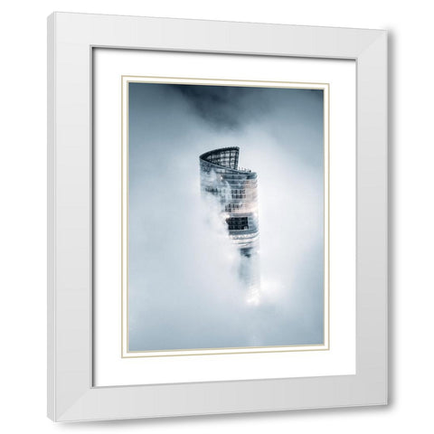 City On The Cloud White Modern Wood Framed Art Print with Double Matting by Tien, Aron