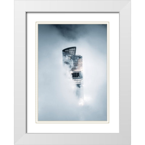 City On The Cloud White Modern Wood Framed Art Print with Double Matting by Tien, Aron