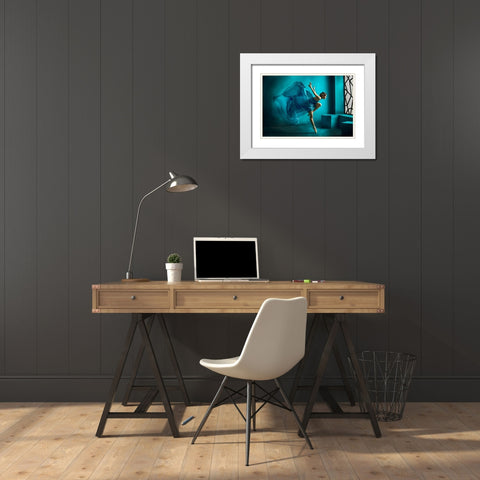 Tinkerbell White Modern Wood Framed Art Print with Double Matting by Muliani Hartojo, Angela