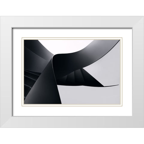 Diverging lines White Modern Wood Framed Art Print with Double Matting by Azevedo, Olavo