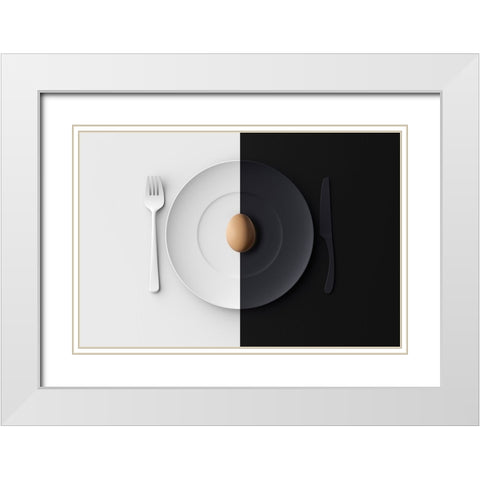EGG White Modern Wood Framed Art Print with Double Matting by Zhang, Yujie