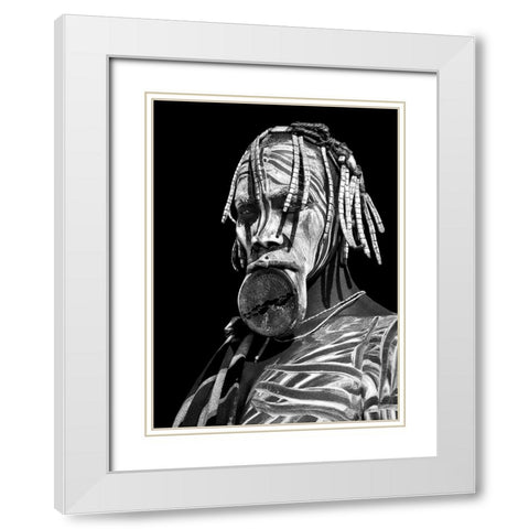 Mursi Woman White Modern Wood Framed Art Print with Double Matting by Perovich, Irene
