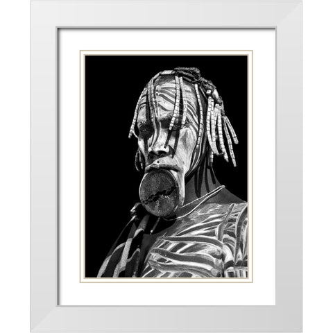Mursi Woman White Modern Wood Framed Art Print with Double Matting by Perovich, Irene