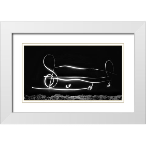 Night Song White Modern Wood Framed Art Print with Double Matting by Beliciu, Carmen