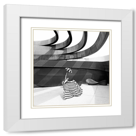 The Ambrella White Modern Wood Framed Art Print with Double Matting by Waldmann, Shlomo