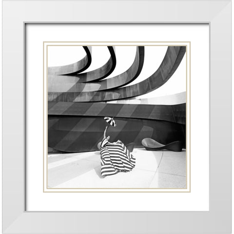 The Ambrella White Modern Wood Framed Art Print with Double Matting by Waldmann, Shlomo