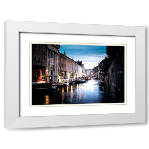 Venice night White Modern Wood Framed Art Print with Double Matting by Endo, Yoshikazu