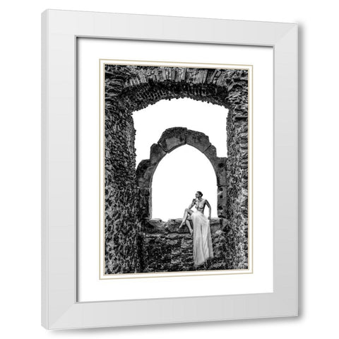 Thinking White Modern Wood Framed Art Print with Double Matting by D. Pop, Ovi