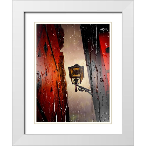 Street Light White Modern Wood Framed Art Print with Double Matting by Jasmine