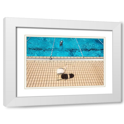 at the pool White Modern Wood Framed Art Print with Double Matting by Wride, Linda