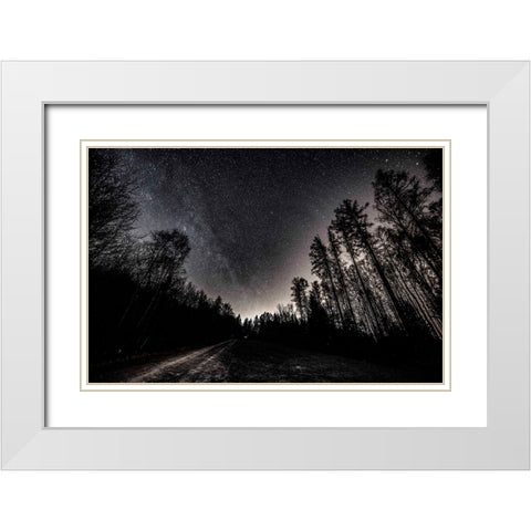 Lights of th Night White Modern Wood Framed Art Print with Double Matting by Winiarski, Lukasz