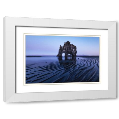 Rhino Rock White Modern Wood Framed Art Print with Double Matting by Ding, Sunny