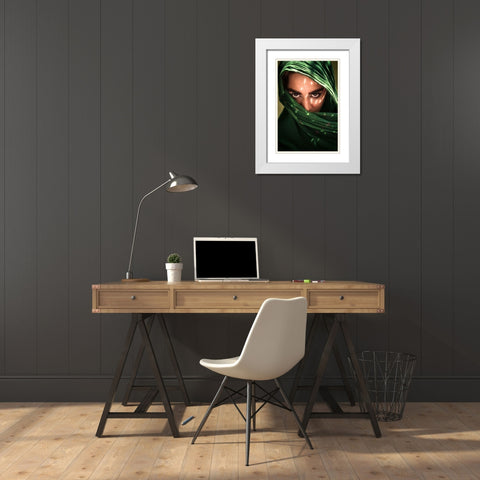 Fateme White Modern Wood Framed Art Print with Double Matting by Mokhtari, Mehdi