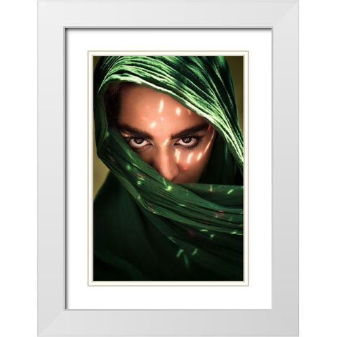 Fateme White Modern Wood Framed Art Print with Double Matting by Mokhtari, Mehdi