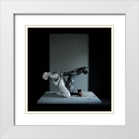 Nonverbal 5/8 Qbe Foundq White Modern Wood Framed Art Print with Double Matting by woodplane
