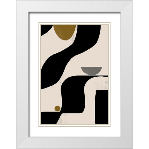 Abstract Art No2. White Modern Wood Framed Art Print with Double Matting by The Miuus Studio