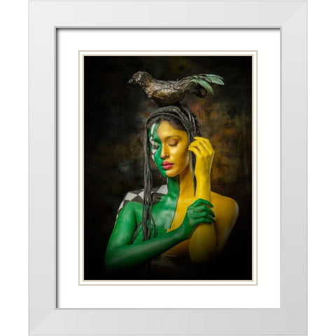 QUEEN OF BLACK MAGIC White Modern Wood Framed Art Print with Double Matting by Bhattacharyya, Partha