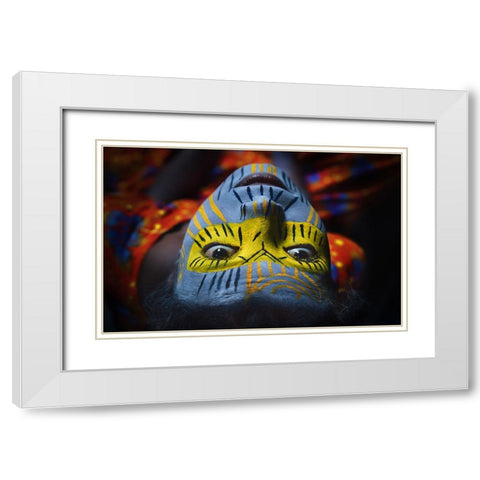 Face Painting White Modern Wood Framed Art Print with Double Matting by Banerjee, Nilendu