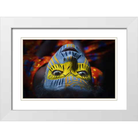 Face Painting White Modern Wood Framed Art Print with Double Matting by Banerjee, Nilendu