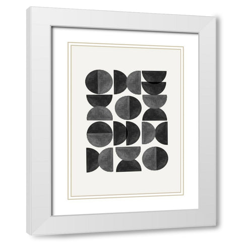 Mid Century-Geometric White Modern Wood Framed Art Print with Double Matting by The Miuus Studio