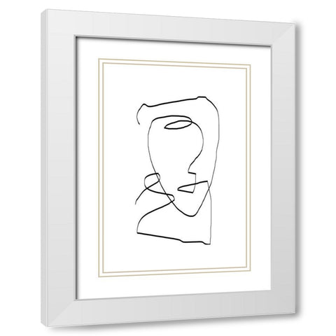 Abstract Head No1. White Modern Wood Framed Art Print with Double Matting by The Miuus Studio