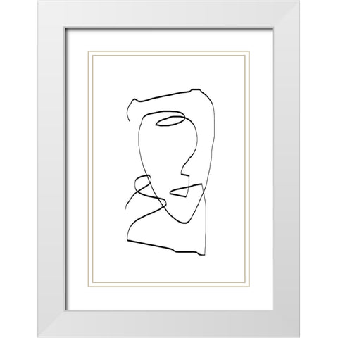 Abstract Head No1. White Modern Wood Framed Art Print with Double Matting by The Miuus Studio