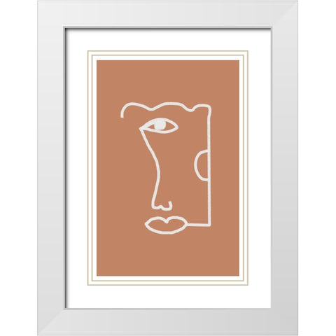 Abstract Head No2. White Modern Wood Framed Art Print with Double Matting by The Miuus Studio