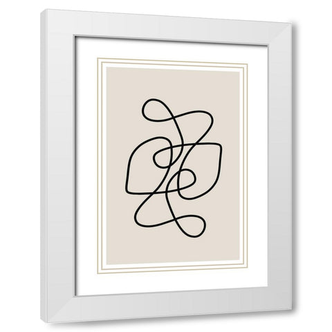 Line Art White Modern Wood Framed Art Print with Double Matting by The Miuus Studio