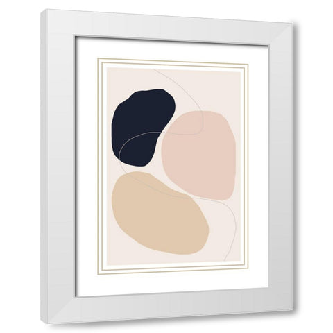 Abstract Composition White Modern Wood Framed Art Print with Double Matting by The Miuus Studio