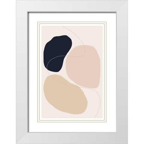 Abstract Composition White Modern Wood Framed Art Print with Double Matting by The Miuus Studio