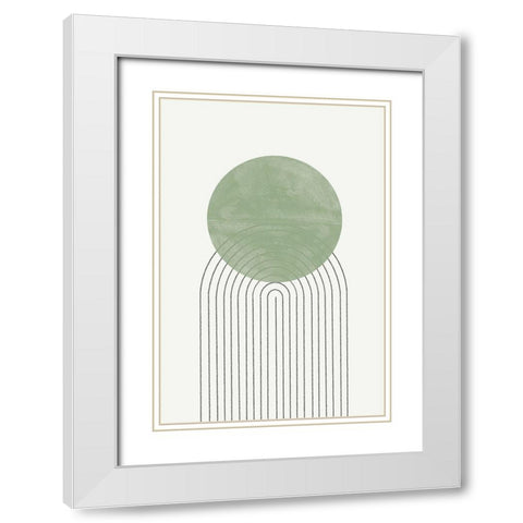 Green Moon No1. White Modern Wood Framed Art Print with Double Matting by The Miuus Studio