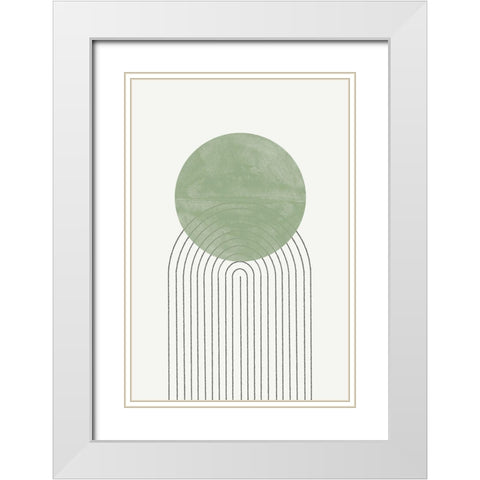 Green Moon No1. White Modern Wood Framed Art Print with Double Matting by The Miuus Studio