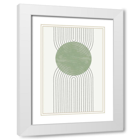 Green Moon No2. White Modern Wood Framed Art Print with Double Matting by The Miuus Studio