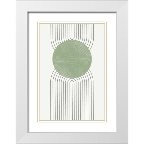 Green Moon No2. White Modern Wood Framed Art Print with Double Matting by The Miuus Studio