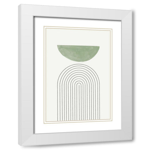 Green Moon No3. White Modern Wood Framed Art Print with Double Matting by The Miuus Studio