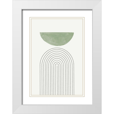 Green Moon No3. White Modern Wood Framed Art Print with Double Matting by The Miuus Studio