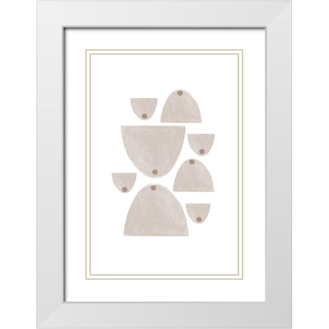 Soft Composition No3. White Modern Wood Framed Art Print with Double Matting by The Miuus Studio