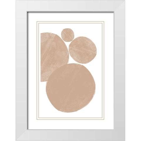 Soft Composition No5. White Modern Wood Framed Art Print with Double Matting by The Miuus Studio