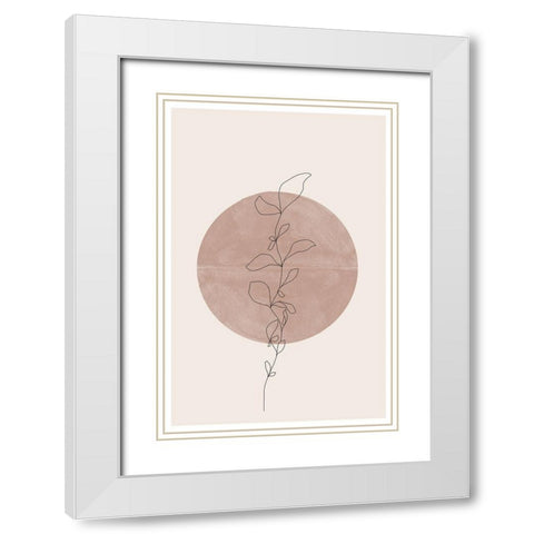 Line Flower White Modern Wood Framed Art Print with Double Matting by The Miuus Studio