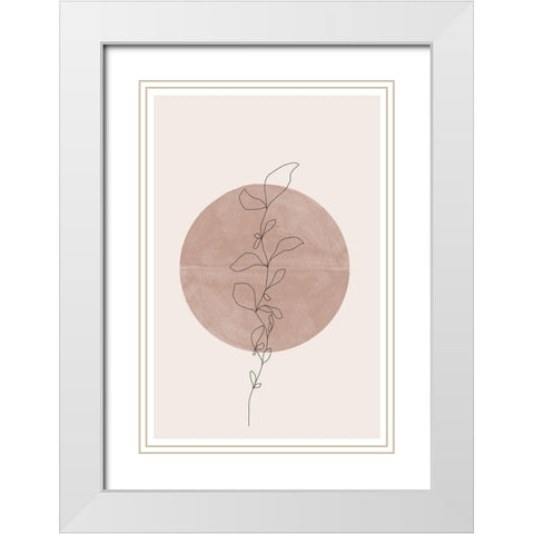 Line Flower White Modern Wood Framed Art Print with Double Matting by The Miuus Studio