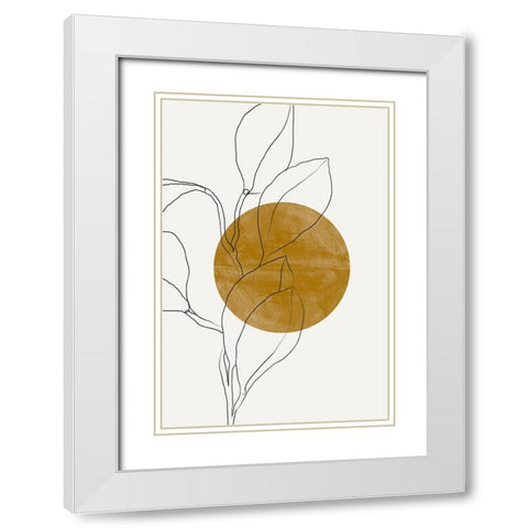 Plant and Sun White Modern Wood Framed Art Print with Double Matting by The Miuus Studio