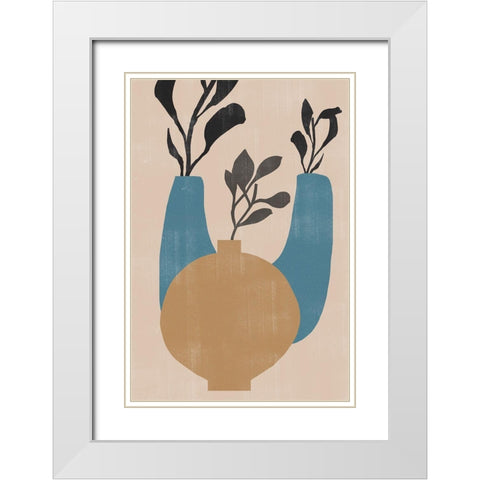 Vases No7. White Modern Wood Framed Art Print with Double Matting by The Miuus Studio