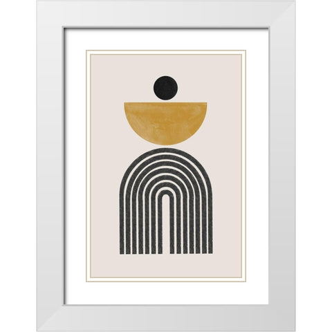 Mid Century No2. White Modern Wood Framed Art Print with Double Matting by The Miuus Studio