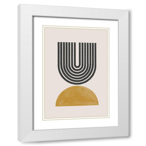 Mid Century Modern No1. White Modern Wood Framed Art Print with Double Matting by The Miuus Studio