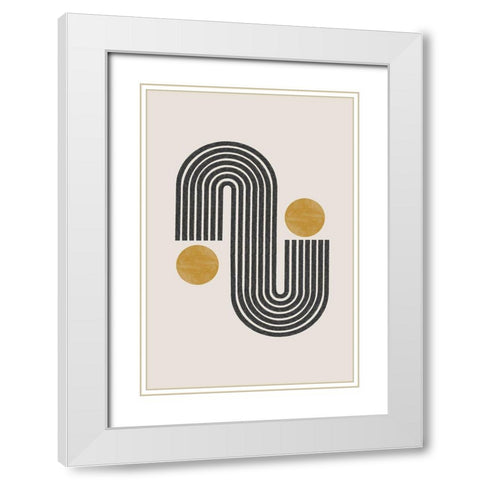 Mid Century No3. White Modern Wood Framed Art Print with Double Matting by The Miuus Studio