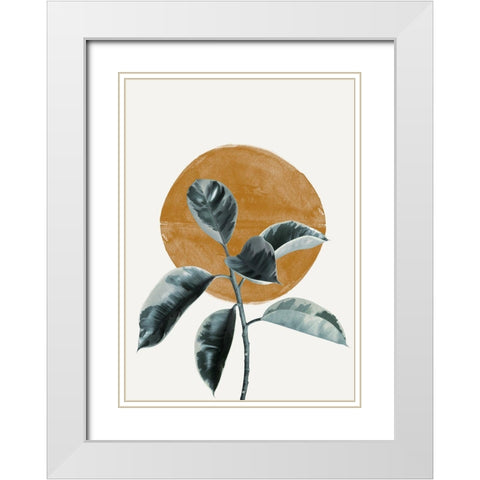 Sun and Ficus White Modern Wood Framed Art Print with Double Matting by The Miuus Studio