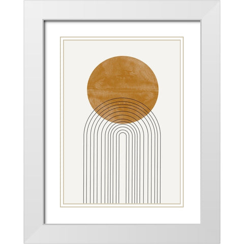 Abstract Flow No2. White Modern Wood Framed Art Print with Double Matting by The Miuus Studio