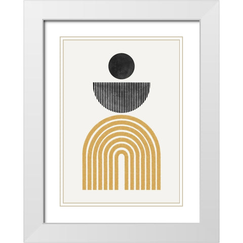 Midcentury Composition White Modern Wood Framed Art Print with Double Matting by The Miuus Studio